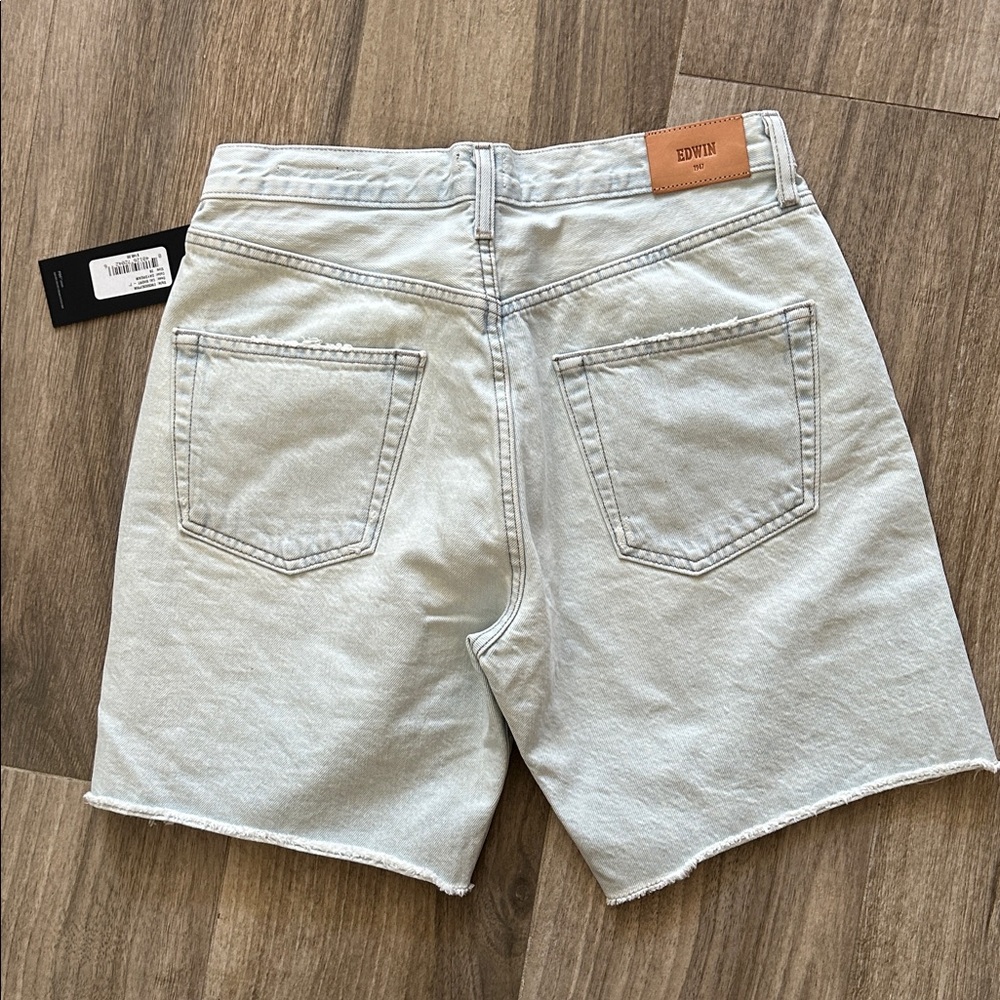 Edwin button up shorts Light Blue Jean Shorts NWT - Picture 6 of 8